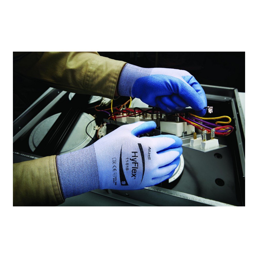 Ansell 111711 HyFlex 11-518 Lightweight Gloves with Dyneema Diamond Technology, 0.46" Height, 10" Length, 6" Wide, Size 10, Blue (Pack of 12)