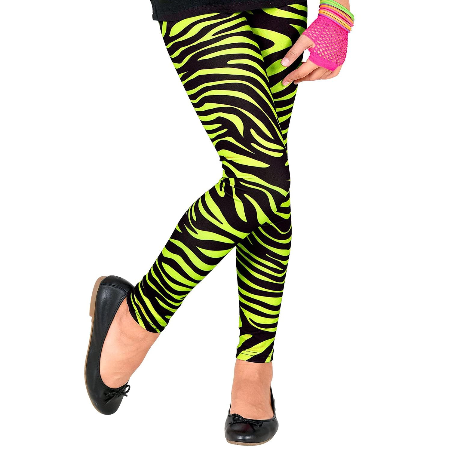 W WIDMANN MILANO Party Fashion - Leggings für Kinder 80er Jahre, Tigerprint, 80s, Animal Print, Disco Fever, Karneval