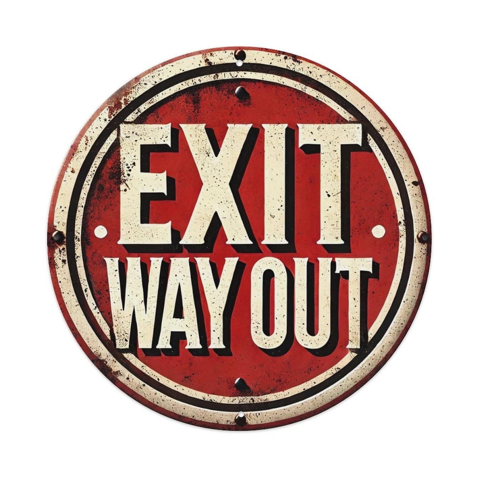 Jdyansheng Vintage Exit Way Out Sign Tin Sign Metal Poster Metal Signs For Home Man Cave Bar Cafe Kitchen Laundry Room Wall Decorations 8X8 Inches