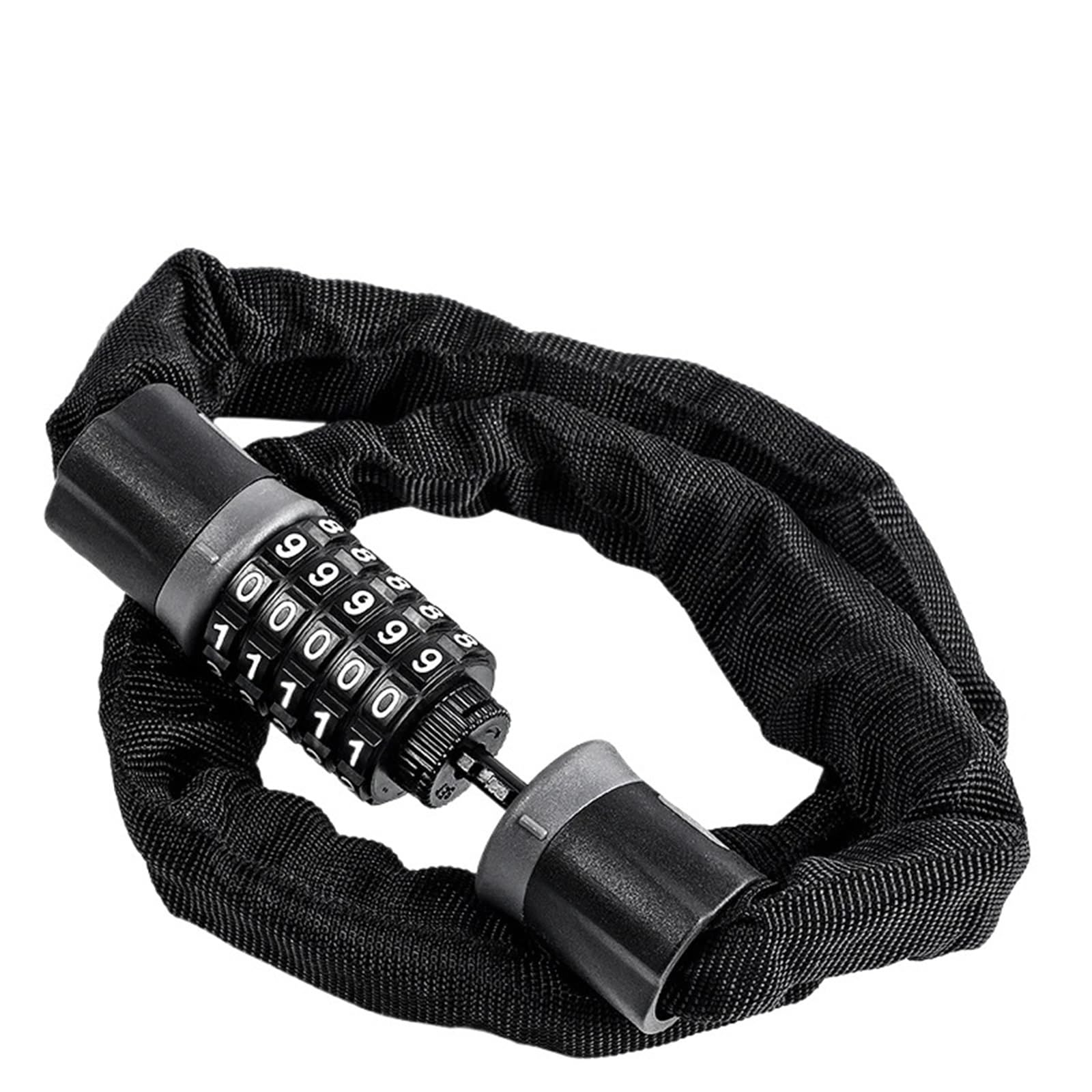 Arupmn 90Cm Black Chain Lock 5 Code Anti-Theft Bicycle Password Chain Lock Alloy Steel Abs Motorcycle Scooter Mtb Road Bike Accessories Door Motorcycle Handlebar Lock(90Cm Black)
