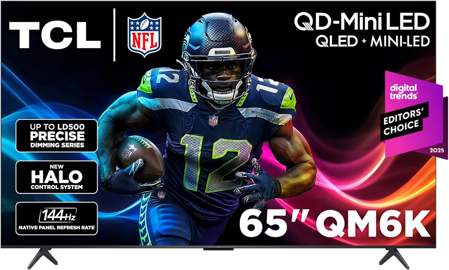 TCL 65-Inch Class QM6K Series QD-Mini LED 4K UHD Google Smart TV Best Value Mini-LED TV - QLED, 144hz, 288hz Gaming Rate, High Contrast Screen, Onkyo Audio, Dolby Atmos (65QM6K, 2025 Model)
