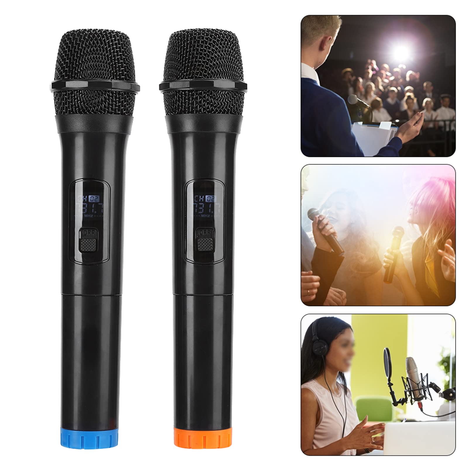 Ejoyous Microfono E6 Microfono USB Wireless VHF Doppio Dinamico Portatile Portata 50 M da 220 a 270 MHz per Karaoke KTV Riunioni Chiesa Scuola Uso Domestico