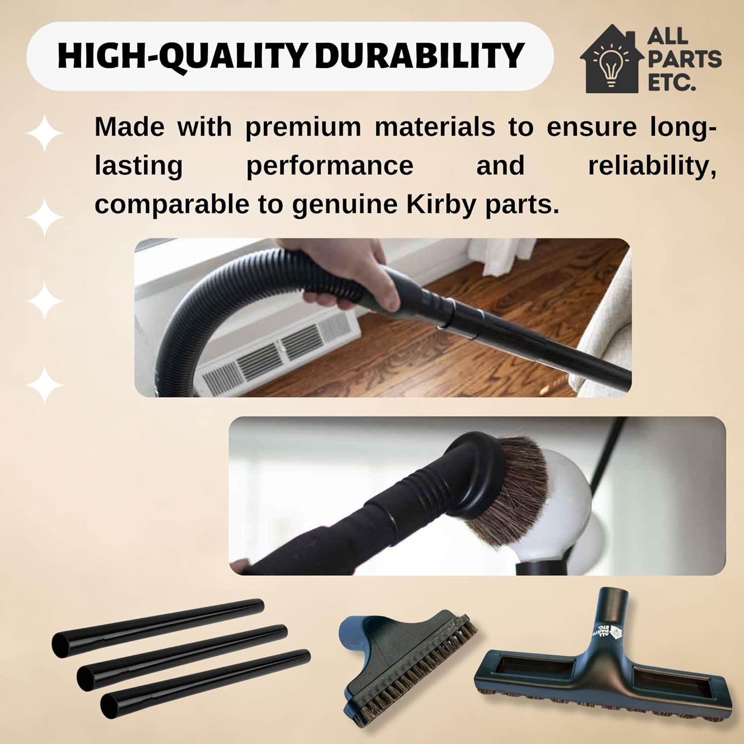 Attachment Set Compatible with all Kirby G Series G3, G4, G5, G6, Sentria, Ultimate G & Diamond - 6 Ft Replacement Vacuum Hose, Wands, Floor Brush, Flexible Under Fridge - 9-Pack