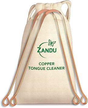 Zandu Copper Tongue Scraper Pack of 2 Tongue Cleaner for Managing Oral Health | Reduces Bad Breath & Supports Digestive Health | Comfortable & Flexible Handle | Easy & Safe to Use