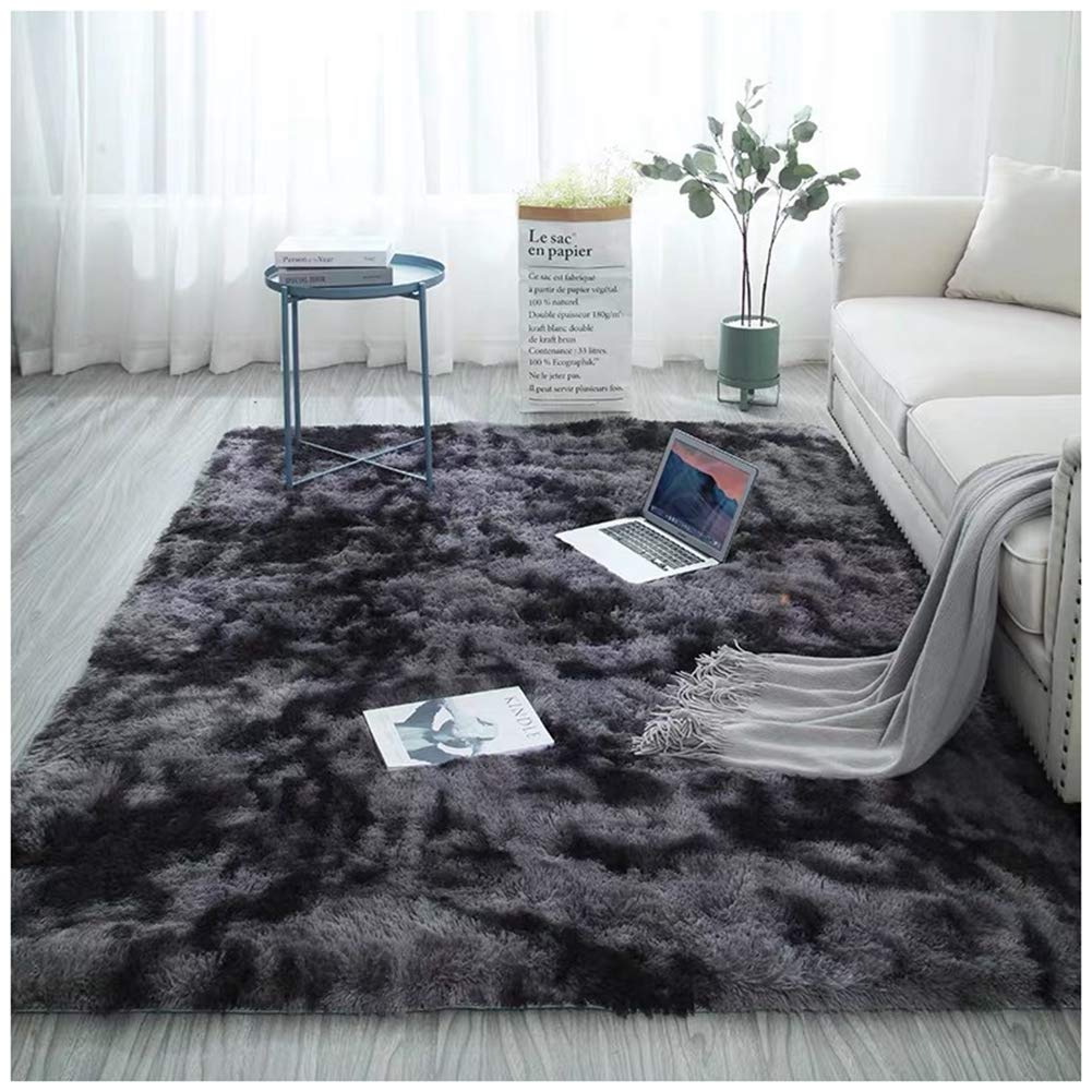 Miękki w dotyku dywanik tie-dye dywany antypoślizgowy dywan kudłaty dywany puszyste sztuczne futro dywan podłogowy dywan do salonu sypialni, szary 160 x 200 cm