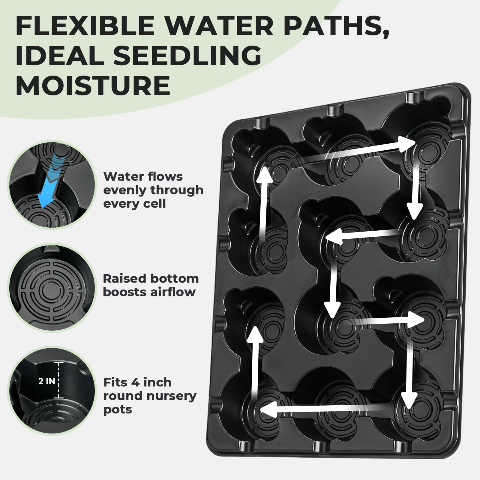 homenote Lot de 2 plateaux de démarrage de graines de 10,2 cm, 12 cellules | Avec lampe de croissance, dôme d'humidité, 24 pots de pépinière de 10,2 cm, kit de germination en plastique