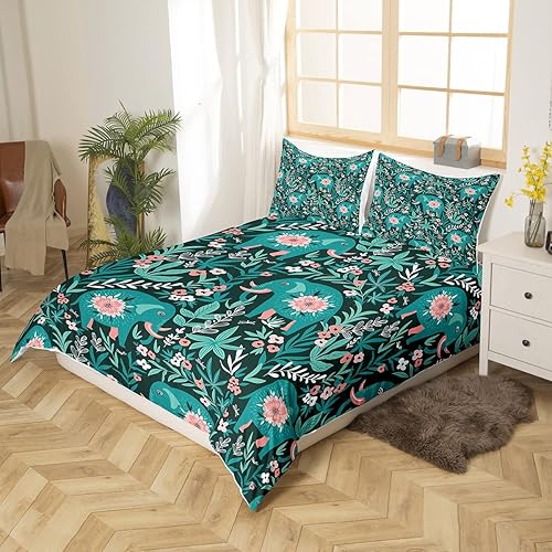 Miniatura 2 de Funda de edredón de elefante, juego de ropa de cama de animales salvajes de dibujos animados para adolescentes y niños, funda de edredón botánica de