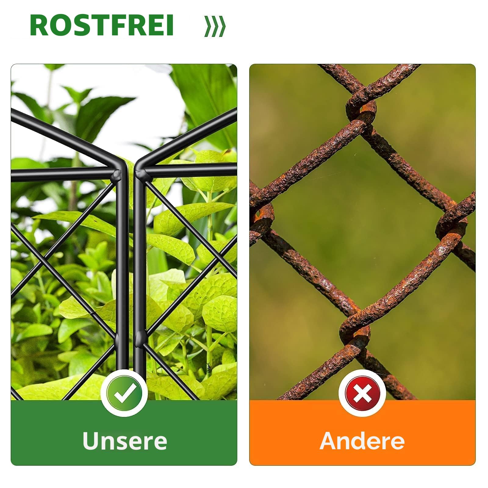 Thealyn Dekorative Gartenzaun 44cm (H) x 3m (L), Hundezaun Tier Barriere | Landschaft Fechten im Freien rostfrei Metall No Dig Fechten Grenze für Hof Terrasse Blumenbeet