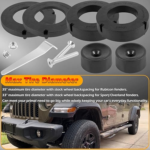 Miniatura 4 de Kit de elevación de nivelación espaciador de alto rendimiento de 1.5 pulgadas sin amortiguadores perfectamente compatible con Jeep JT Gladiator