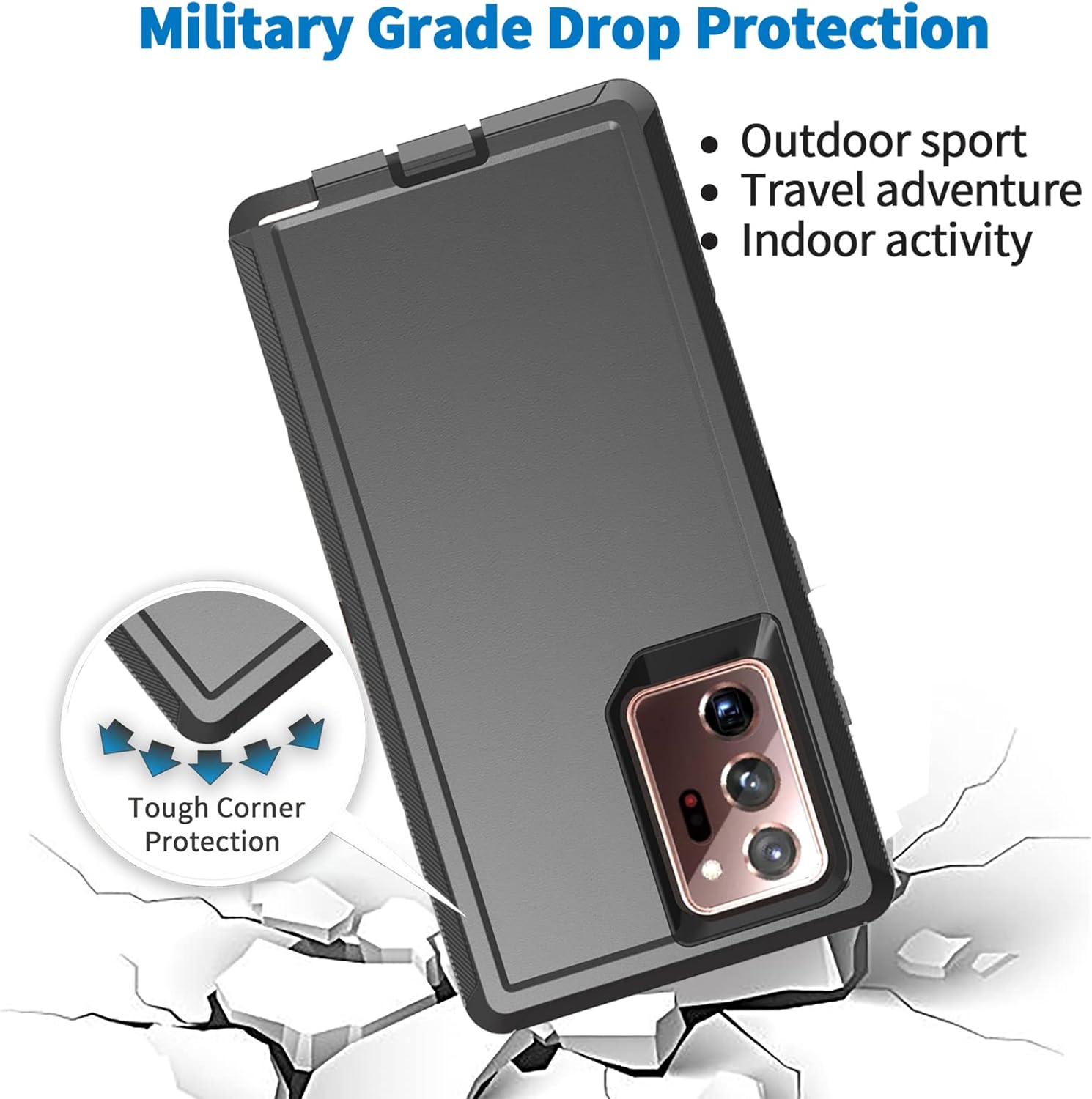 Case for Samsung Galaxy Note 20 Ultra 5G, [Military Grade] Shockproof Protective, Heavy Duty Bumper Phone Cover for Note 20 Ultra 6.9 Inch(with Belt Clip) (Black) - Image 6