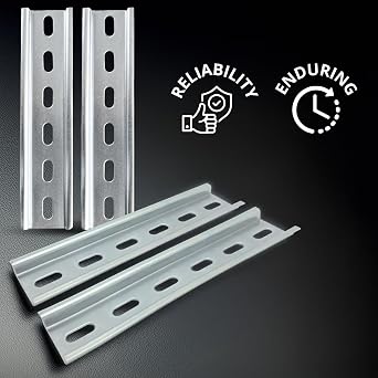 Electrodepot 4 Pieces DIN Rail Slotted Steel Zinc Plated RoHS 6 Long 35mm Wide 7.5mm High