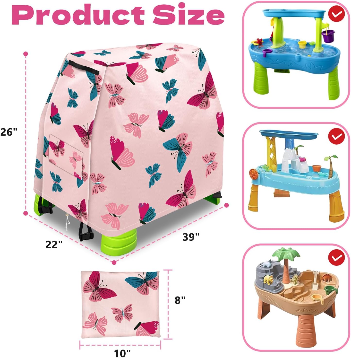 Water Table Pump and Cover Set, Octopus Battery Powered Water Pump & Waterproof Water Table Cover for Step2 Rain Showers Splash Pond, Summer Outdoor Water Play Accessories for Kids