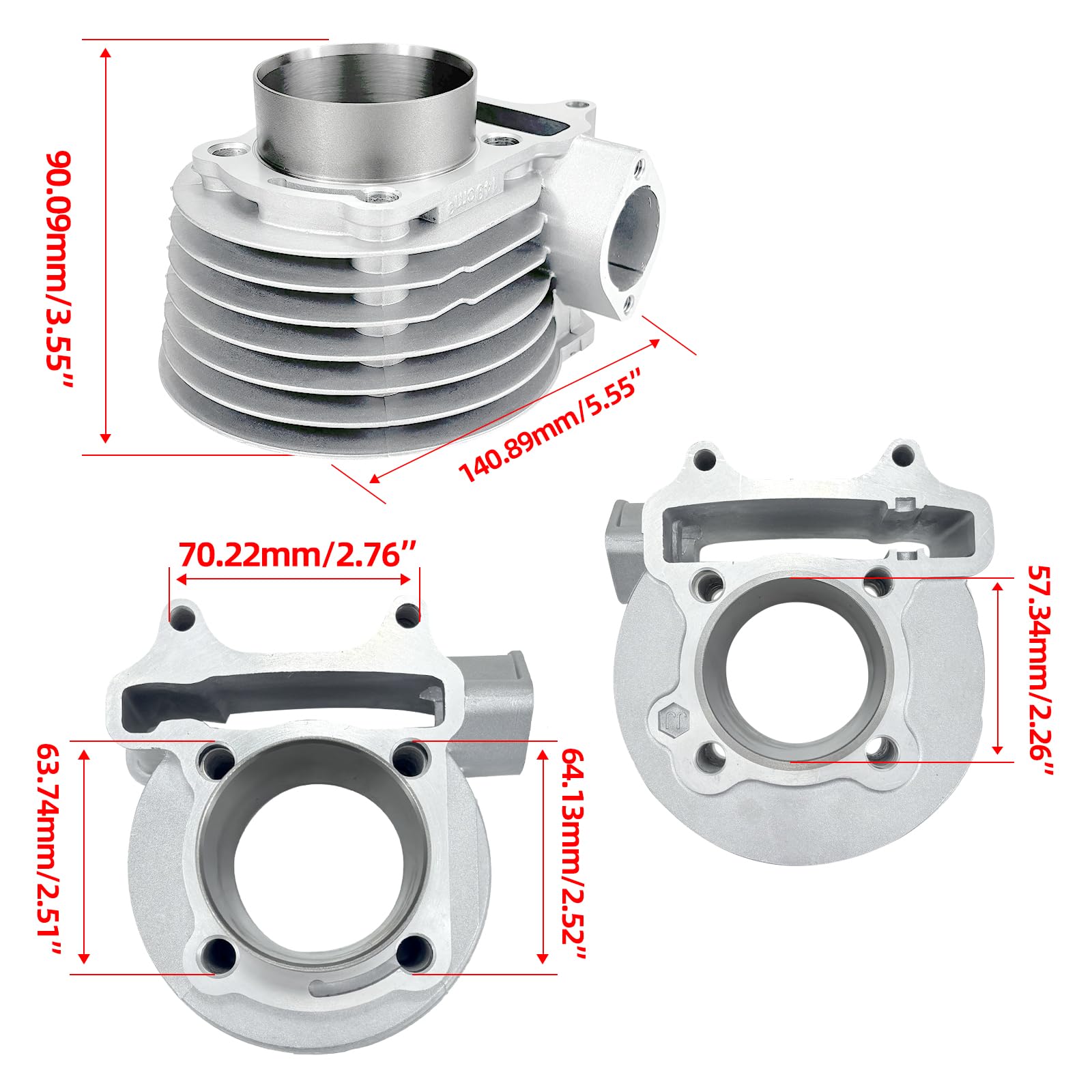 Kit testa cilindro 150 cc 57,4 mm adatto per GY6 4 tempi 157QMJ 152QMI Jonway, Jmstar, Roketa, Sunl, Tank, Peace, Taotao ATV ciclomotore Go Kart (non EGR)