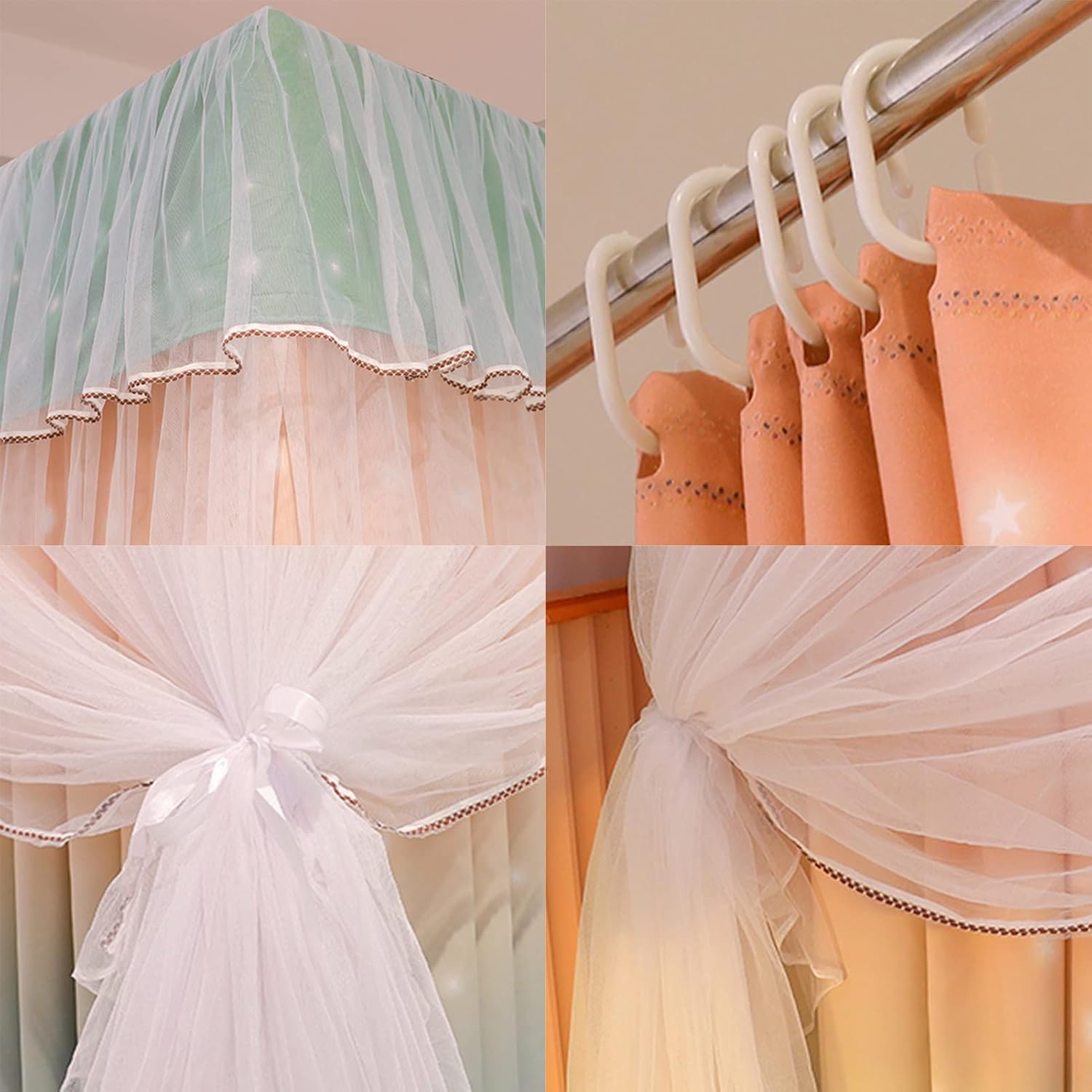 Bed Canopy Bedroom Mosquito Nets, Floor-to-Ceiling Bed Curtains for Girls Bedrooms, Princess Style Blackout Bed Canopy (Size : 120x200x200cm)