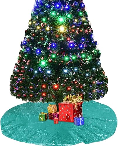 Miniatura 7 de Falda de árbol azul marino con lentejuelas para árbol de Navidad, falda redonda de 36 pulgadas, material de secuencia para falda de árbol,