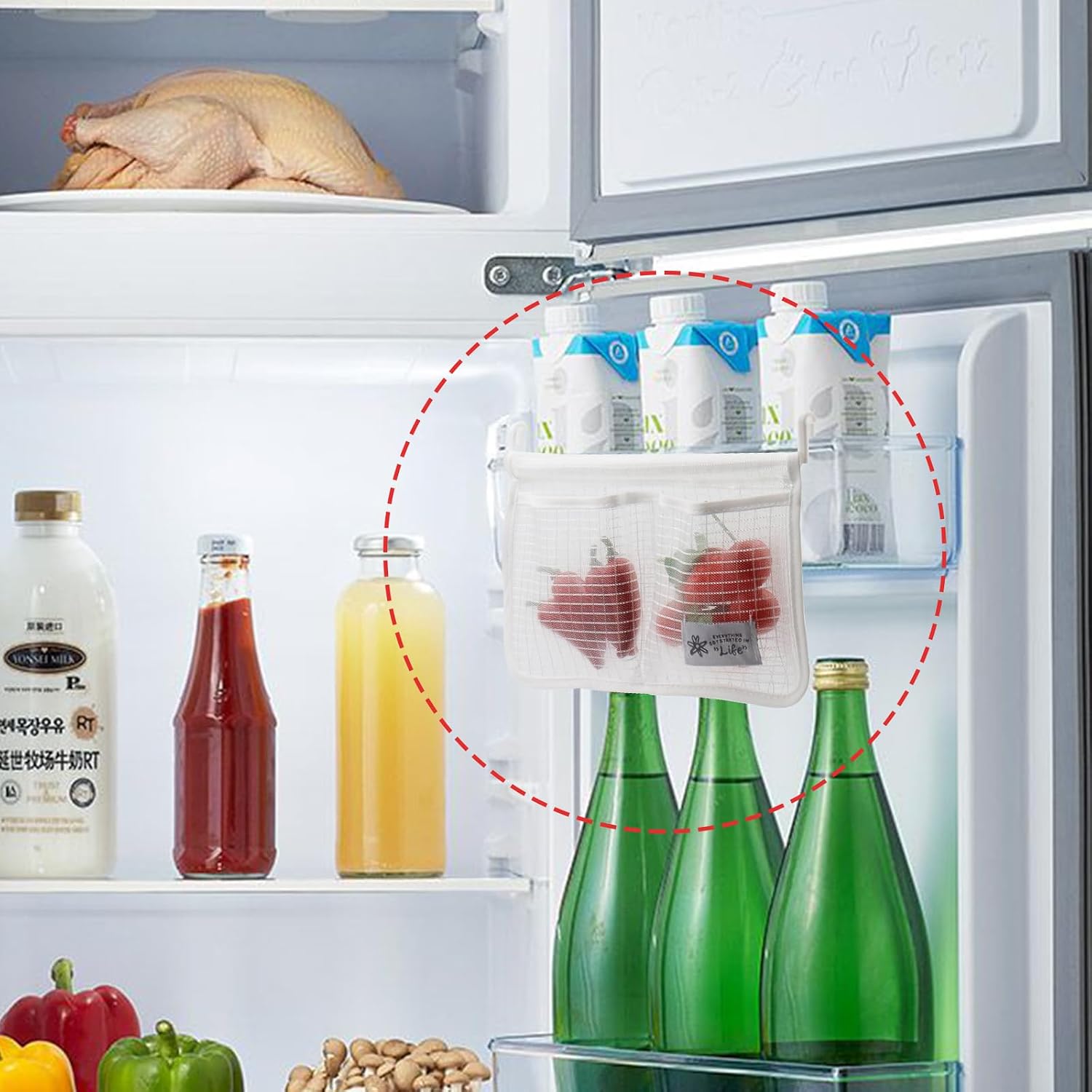 4 Pcs Refrigerator Door Organizer Set, Fridge Hanging Mesh Bag image 4