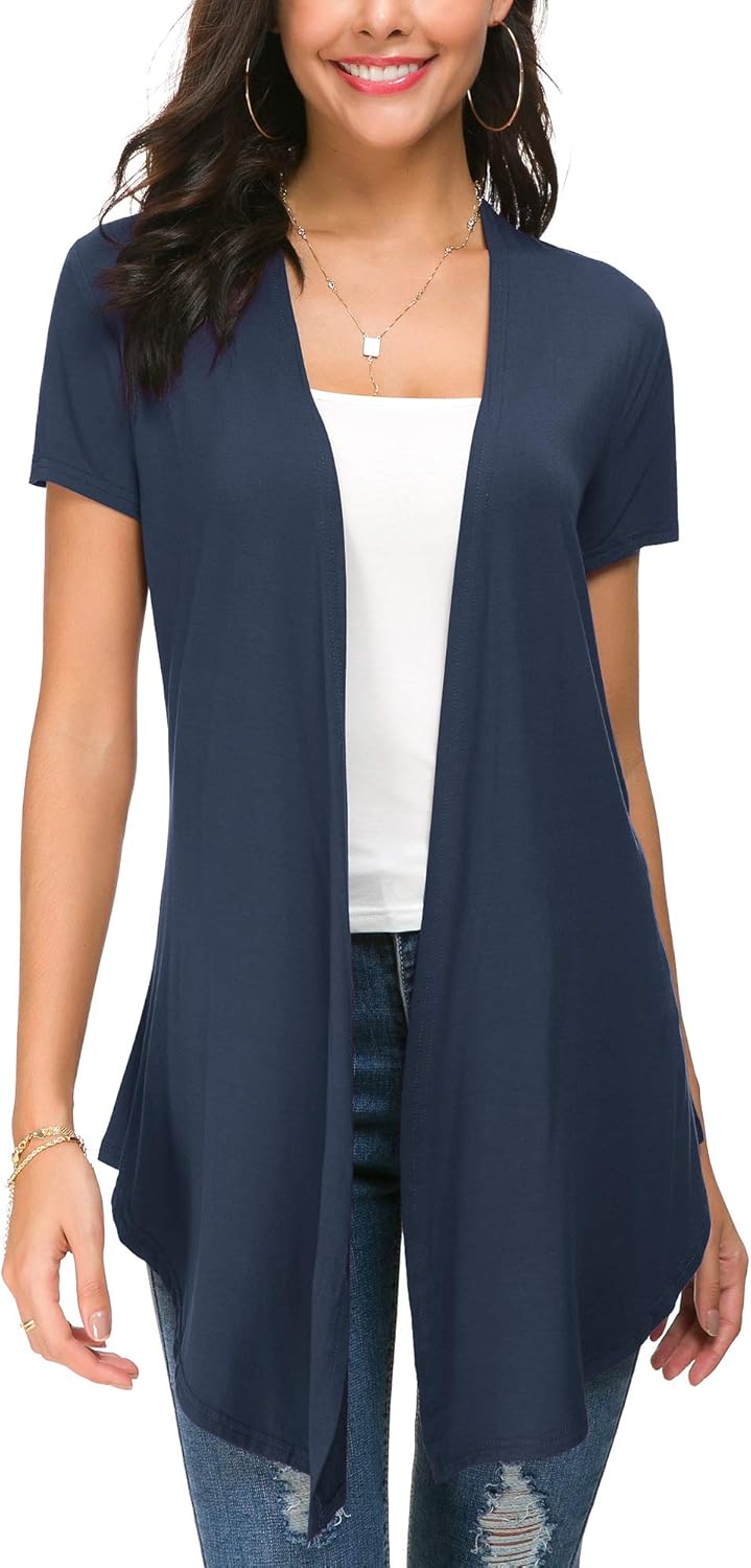 Urban CoCo Womens Open Front Short Sleeve Cardigans for Women Lightweight Summer Drape Cardigan Vest - Image 4