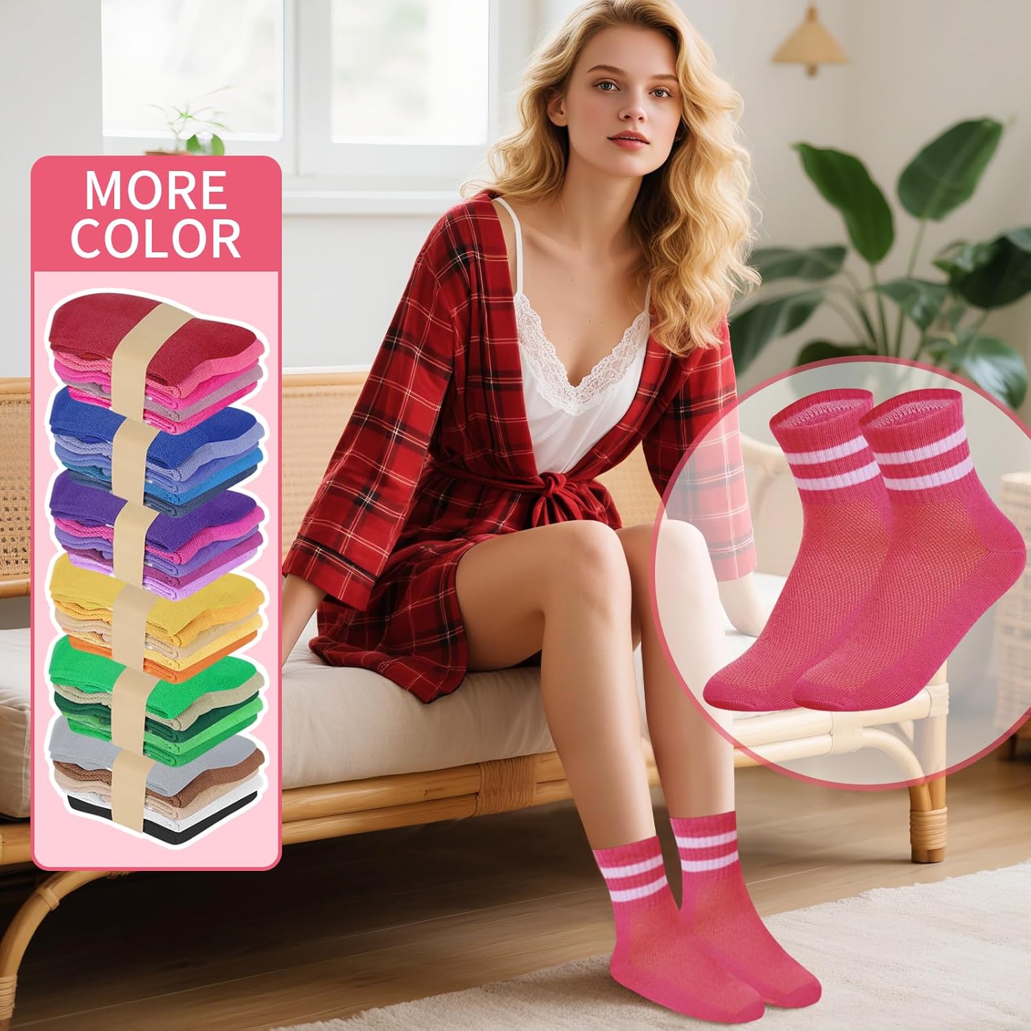 30 Pairs Women's Athletic Socks 30 Colors Lightweight Moisture Wicking Comfortable Quarter Socks for Women (Fits US Size 9-11 No Repeat Colors) - Image 2