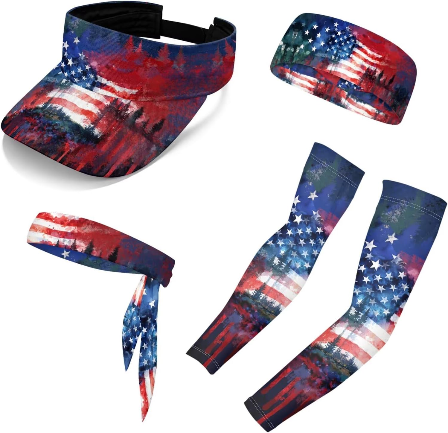 Golf Visor Unisex Sport Sun Visor Hats Set with Headband Sweatband Arm Sleeves for Women Men Golfer