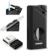 All-in-one Torch Lighter, with Portable Design, Cutter, Holder, Adjustable Flame, Multi-Functional Lighter Accessories, Refillable Butane Lighter, Candles, Elegant Gift for Men, Outdoors Without Gas