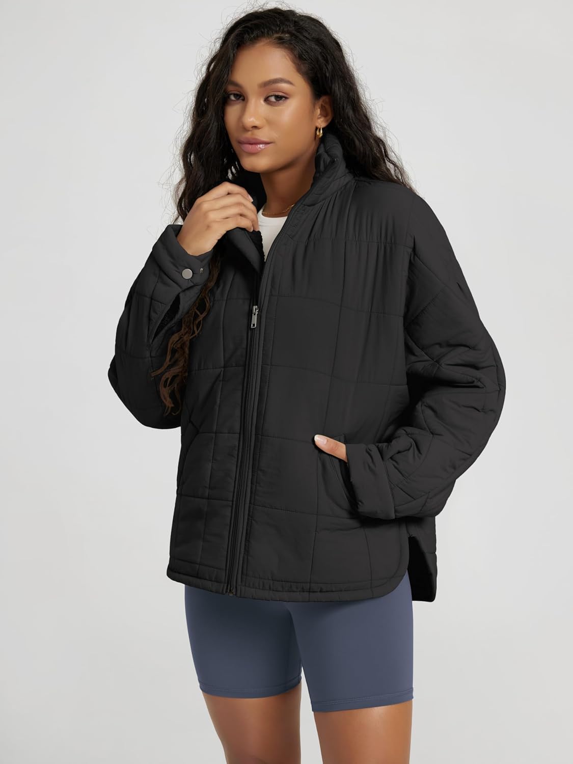 ODODOS Women's Sherpa Lined Insulated Jacket Full Zip Split Hem Long Sleeve Coat Winter Warm Outerwear with Pockets - Image 2