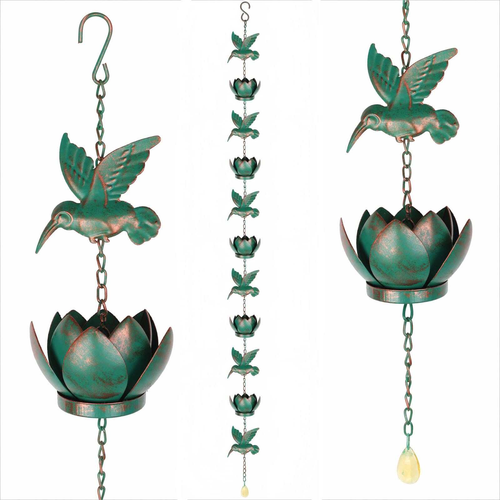 HanSiYu Rain Chain for Gutters, 2.4m Hummingbird