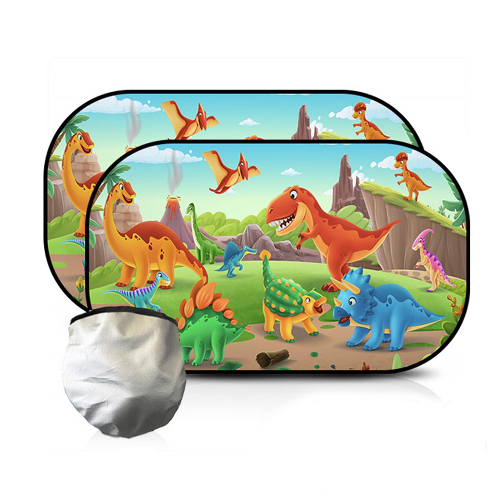 Tendine Parasole Auto Bambini Protezione UV 51x31CM 2 Pezzi Dinosauri