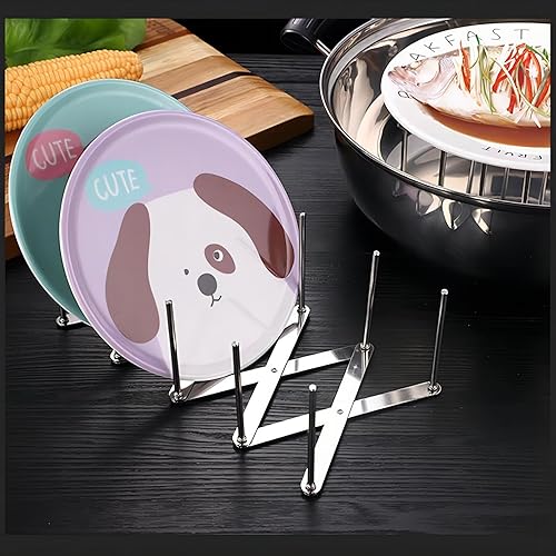 Miniatura 5 de GREATLINK Organizadores ajustables para tapas de ollas, escurridor de platos para almacenar artículos para el hogar, estante de platos mientras