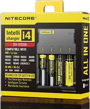 Nitecore Intellicharger New I4 V2 Universal 4 Channel Li-Ion Ni-Cd Ni-MH Smart Charger, Black