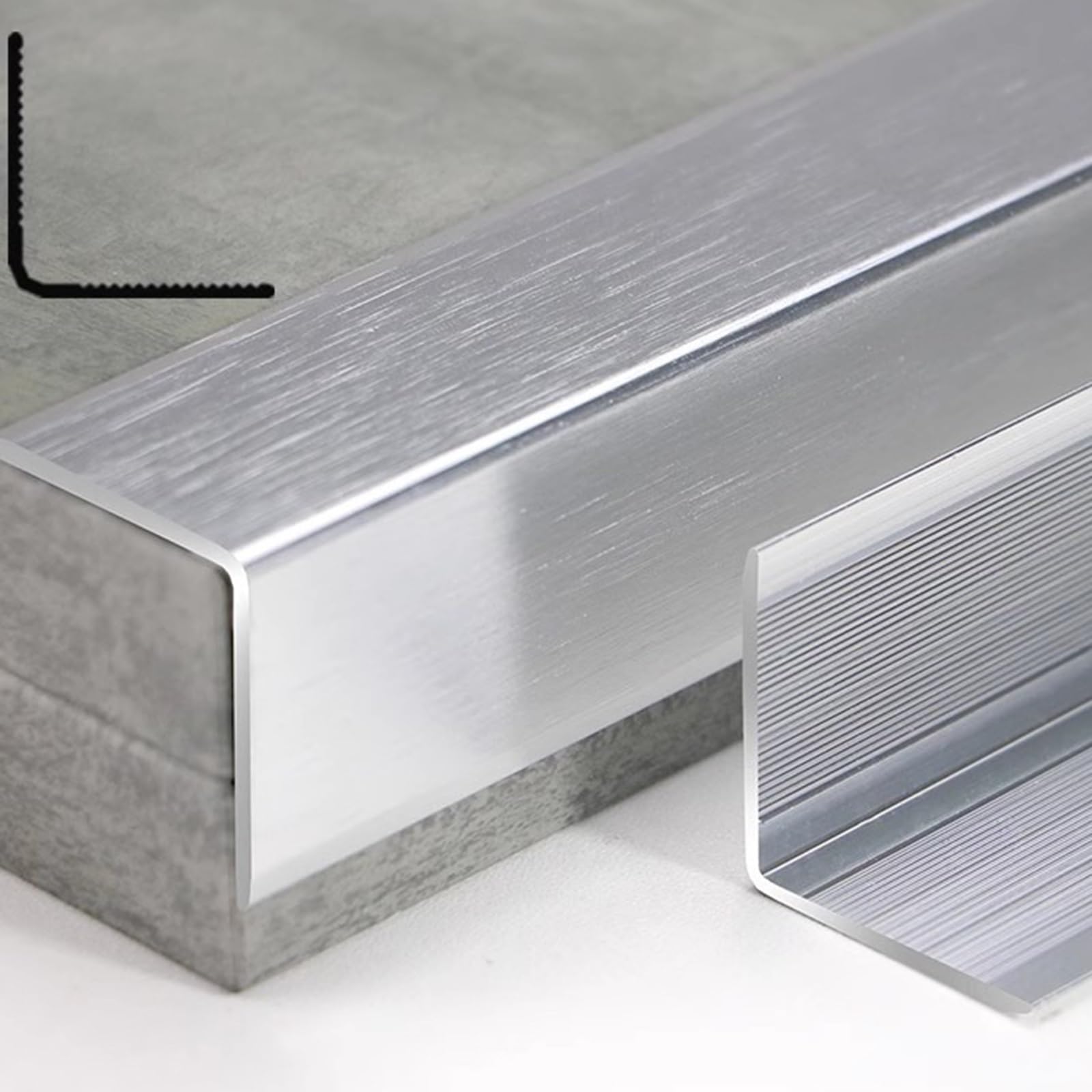 Aluminum Alloy Right Angle Floor Door Strips, 3pcs*0.9m Transition Bar for Profile Anodized Thickened Wall Corner Protector(Silver White Sand,10mmx10mm)