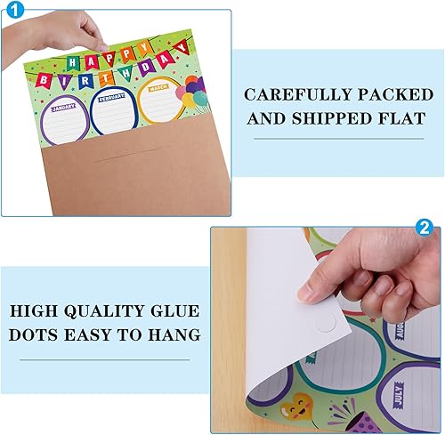 Miniatura 7 de WhatSign Tabla de cumpleaños para el aula, póster de feliz cumpleaños, calendario de cumpleaños para pared, reutilizable, tablón de anuncios