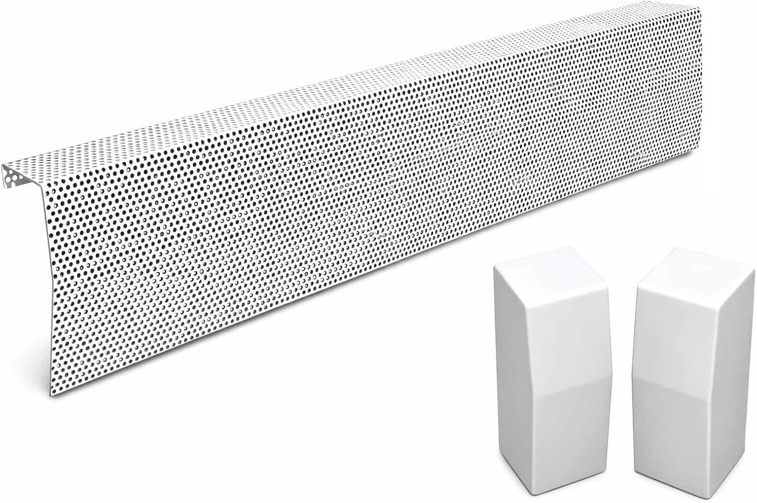 Baseboarders Premium Series 3 ft (36 in) Galvanized Steel Slip-On Baseboard Heater Cover + Left & Right Endcaps, Rust Resistant, White, for Hydronic Hot-Water Systems