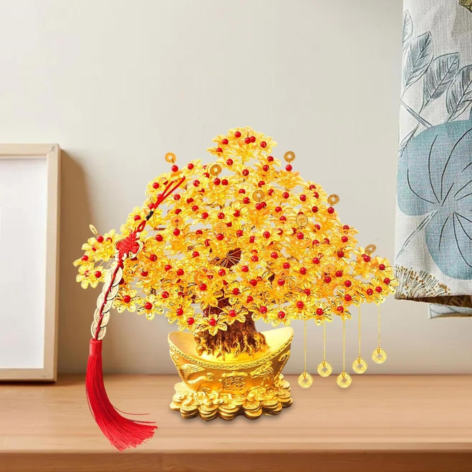 Money Tree Resin Accessories Set Money Tree Statue Luck Tree Sculpture For Bedroom Living Room Office Decoration