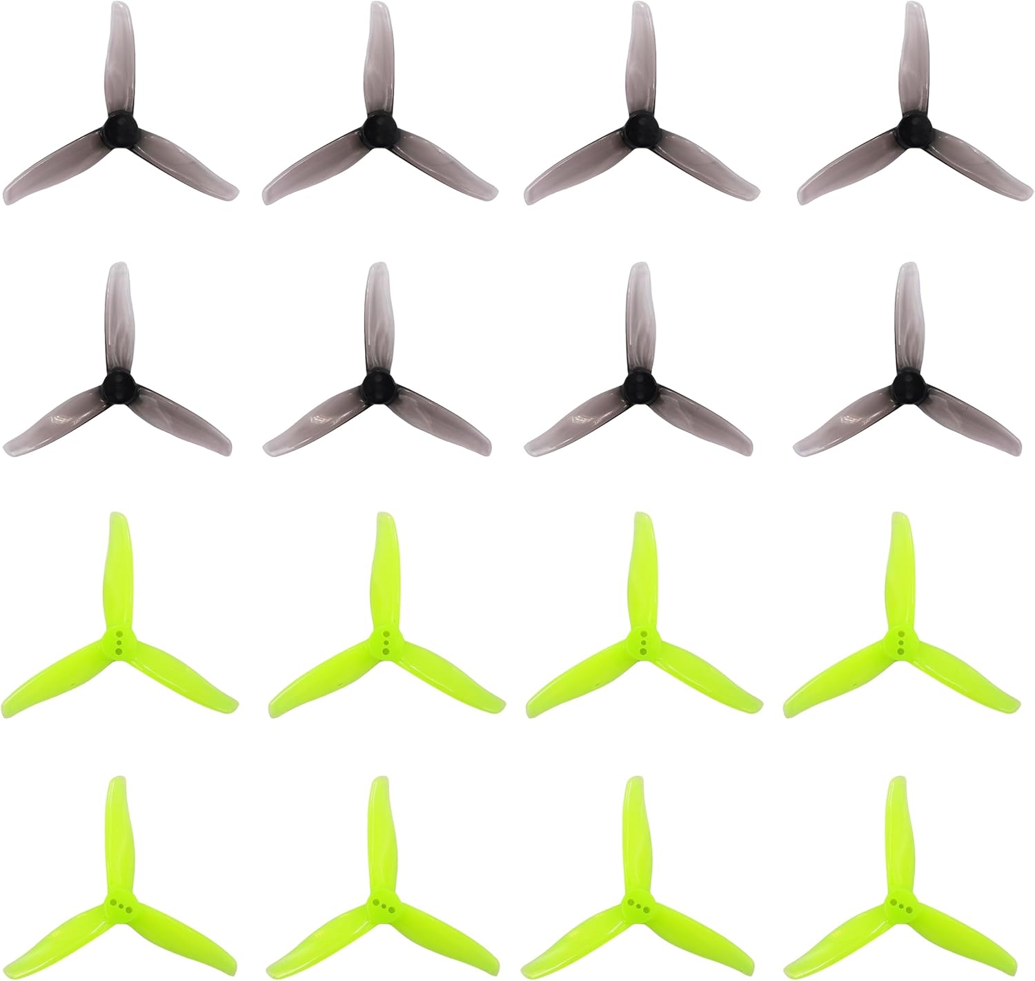 3016 3-Blade 3inch Propeller Props 1.5mm Hole for 1108-1308 Brushless Motors, FPV Racing Drone, Toothpick Quadcopters(Gray+Yellow)