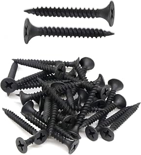 200PCS #6 x 1-1/4 Inch Black Drywall Screws, Flat Head Phillips Wood Screws, Sheetrock Screws with Fine Thread Phosphate, Self Tapping Screws for Metal, Drywall, Wooden, Outdoor and Indoor by IMSCREWS