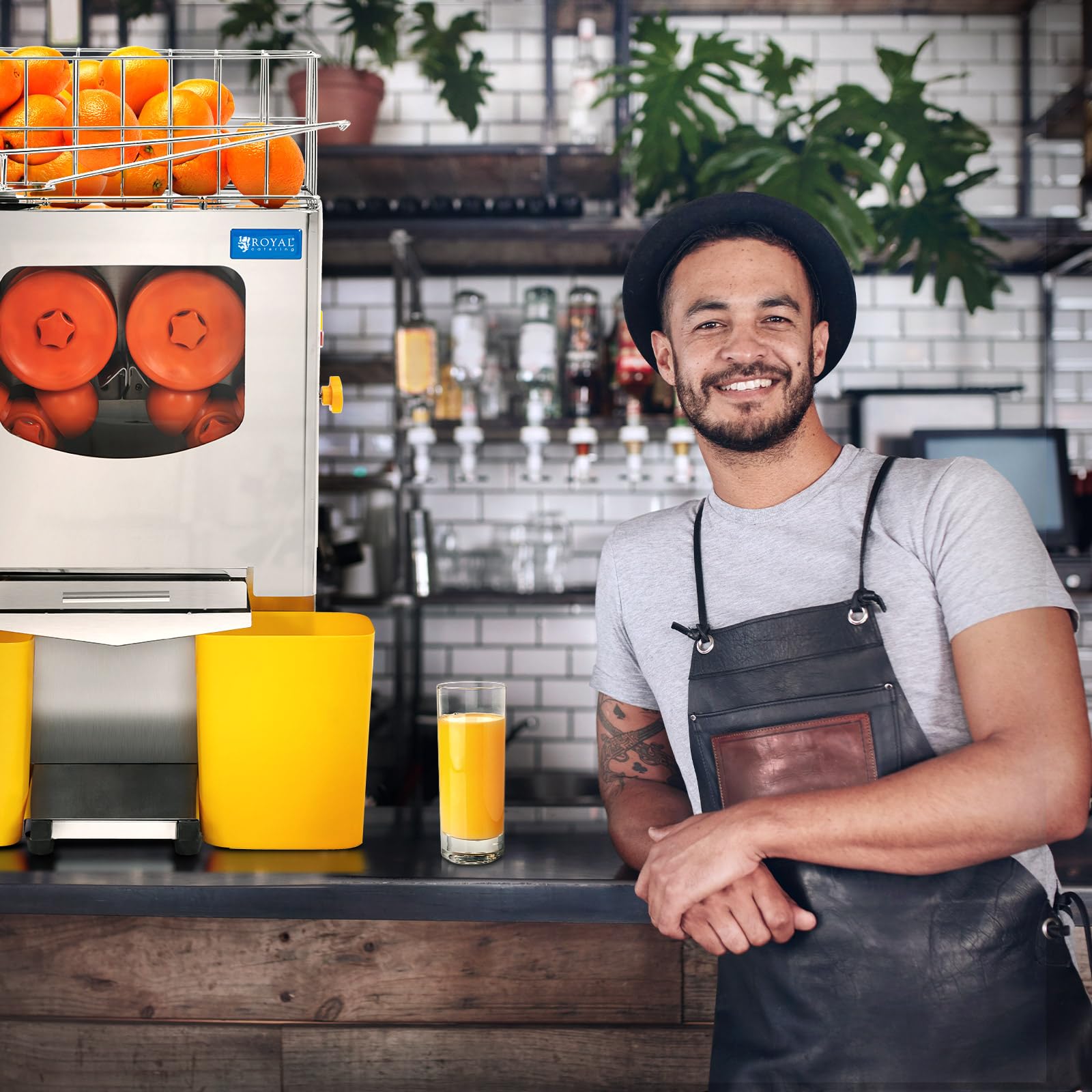 Royal Catering Exprimidor de naranjas eléctrico semiautomático 120 W 20 naranjas/min - Royal Catering Exprimidora eléctrica Exprimidor de cítricos Prensa para naranjas Prensa para zumo