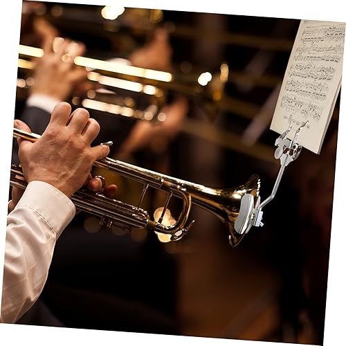 Miniatura 14 de Vaguelly 2 piezas de clip de trompeta de lira para partituras de música, soporte compacto de plata para músicos en marcha, diseño ligero y práctico