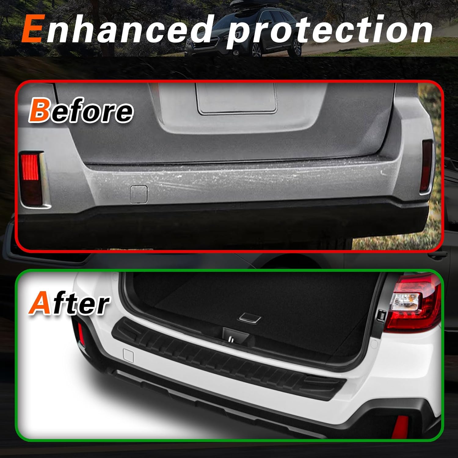 Rear Bumper Protector Compatible with Subaru Outback 2015-2020 Trim Cover Scratch Resistant Trunk Door Entry Guards Trunk Door Sill Cover Scuff Plate Strip Protection