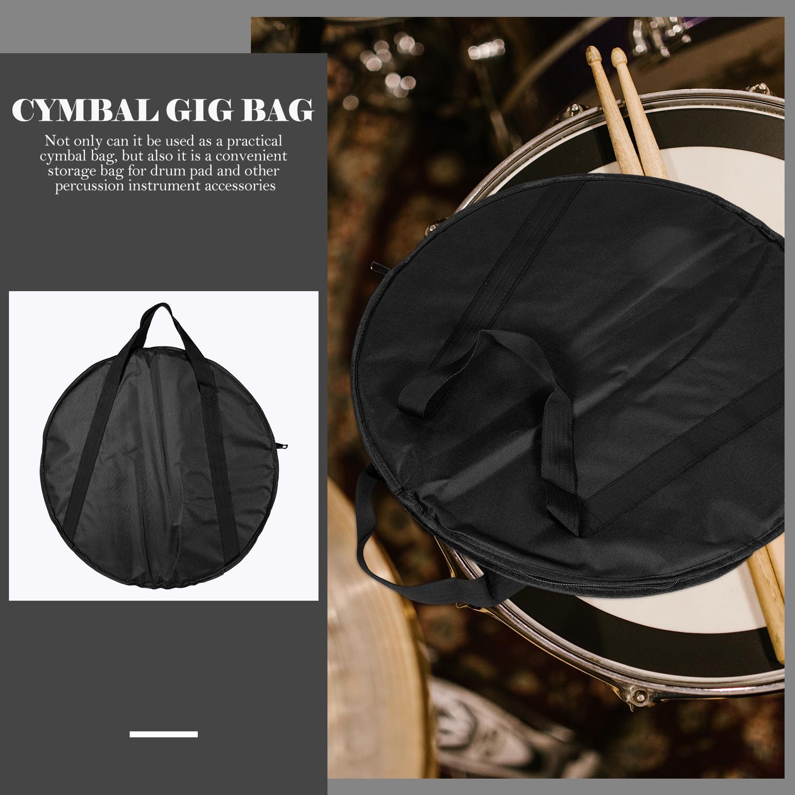 STOBAZA Bolsa para Platillos de Batería y Resistente al Desgaste, de Algodón Negro, Adecuado para Transporte y Viaje de Accesorios de Percusión