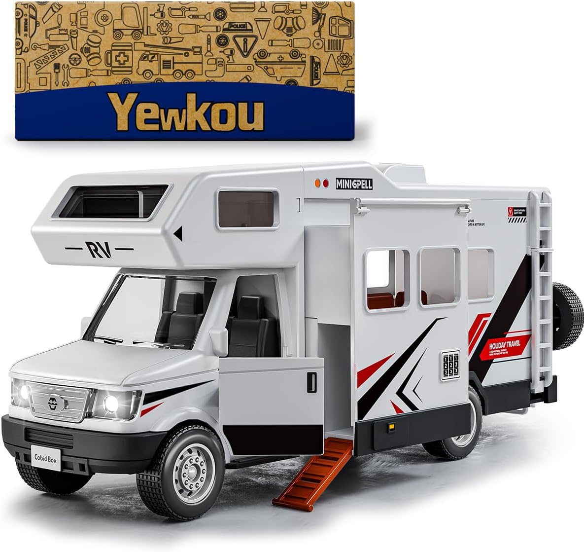 Camper Van Adventure Toy —— Vacation Toy Push and Go RV Toy with Light and Sound, Camper Van Gifts for Kids, Boys and Girls Age 3+