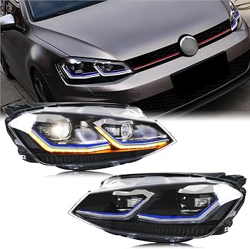 LED Headlights Compatible For VW Golf 7 MK7 VII 2015 2016 2017 Sequential Turn Signal Front Lamps Assembly