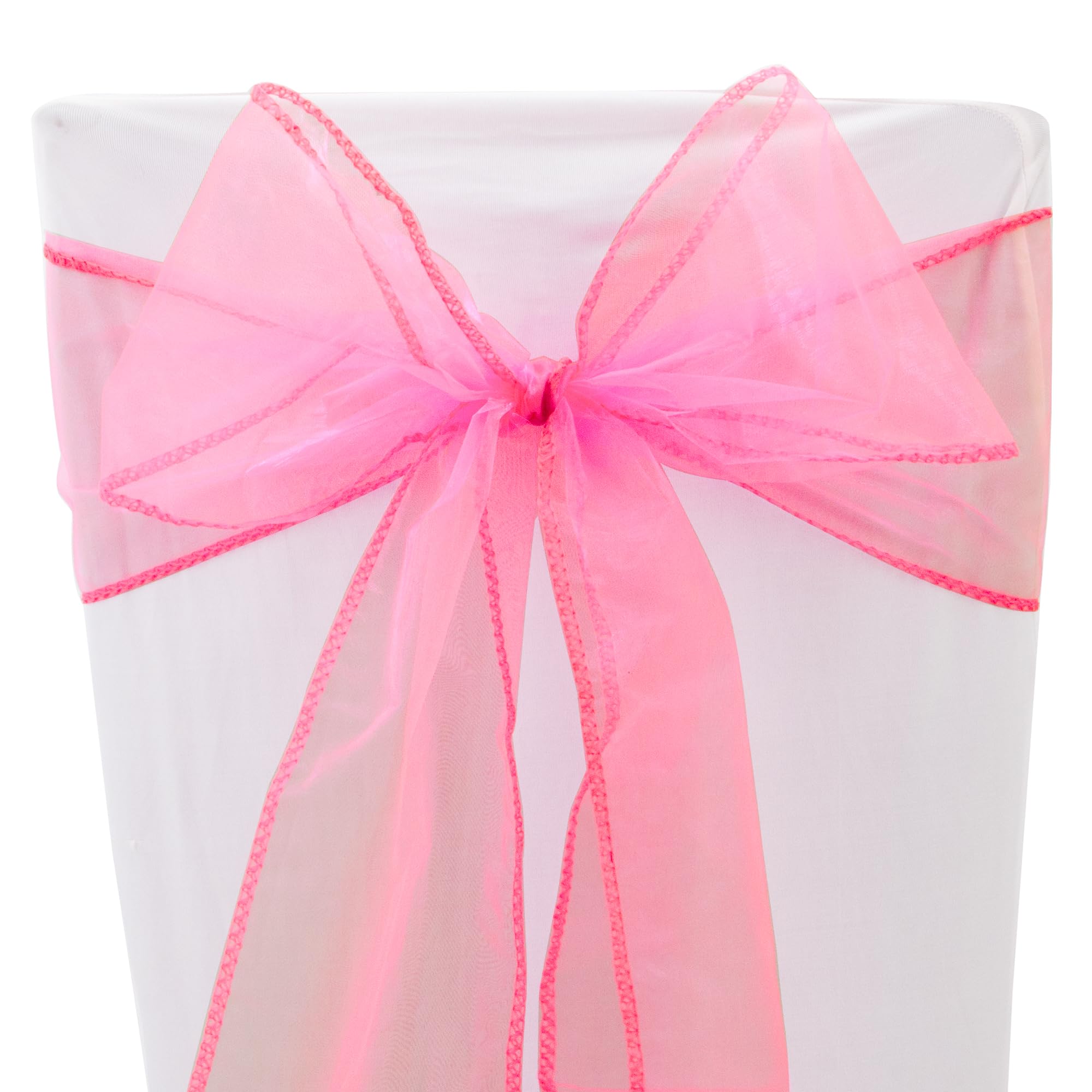 Time to Sparkle 60PCS 17x280cm Organza Chair Sashes Wider Fuller Cover Party Decoration Bow Sashes for Wedding -Hot Pink