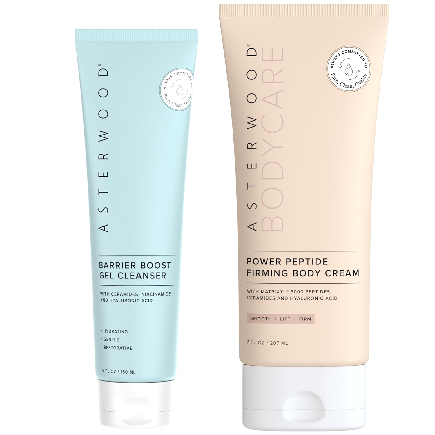 Asterwood Naturals Barrier Boost Cleansing Gel + Body Peptide Cream
