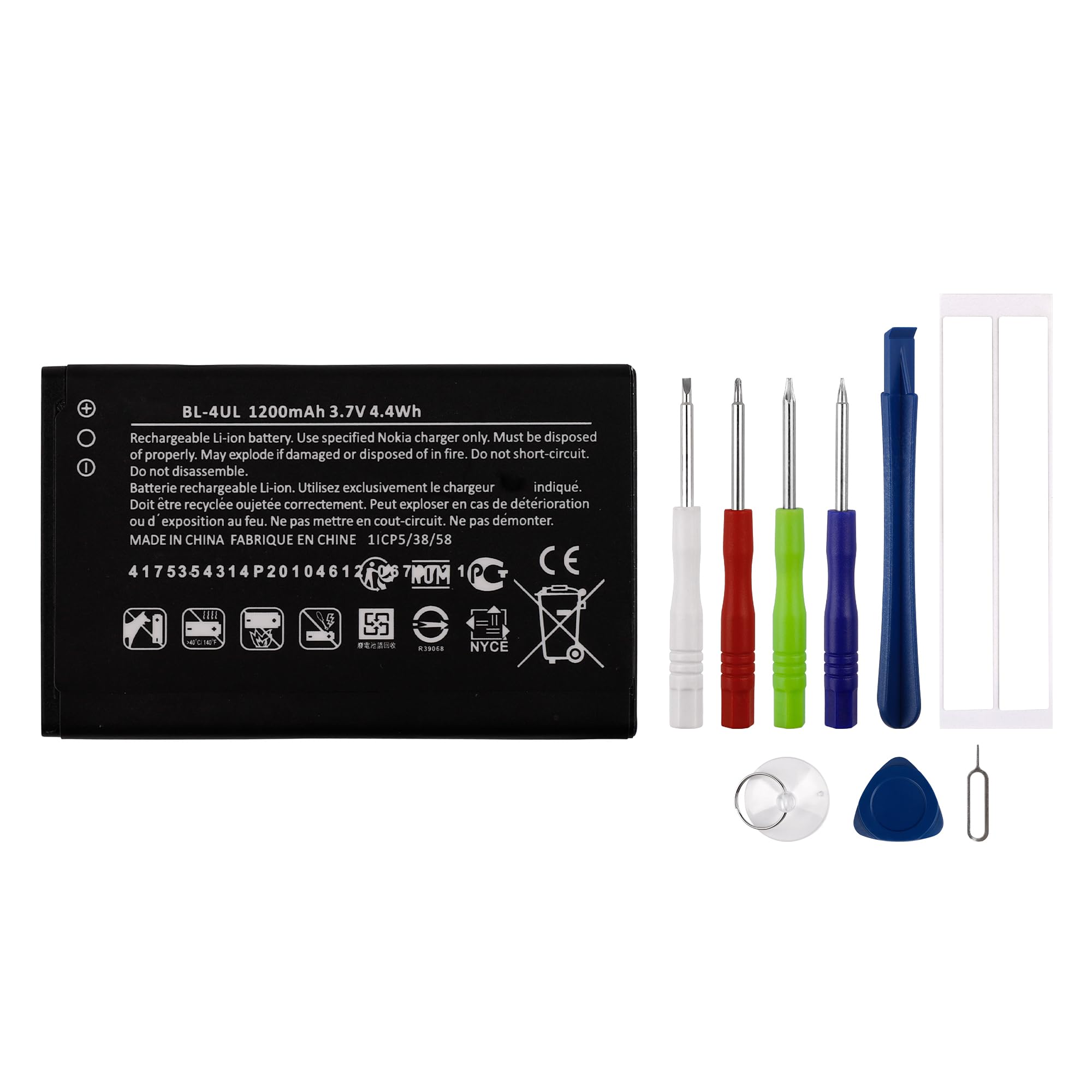 SWARK New Rechargeable Battery BL-4UL Compatible with 3310 TA-1036, 225 RM-1011 RM-1126 RM-1012 with Tools