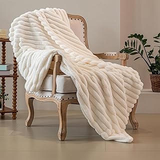 The Bunny Blanket, Faux Fur Throw Blanket for Couch, Plush Soft Throw Blanket for Sofa Bedroom Living Room, Mothers Day Birthday Gifts for Women Home Decor (White, Throw (40×60"))