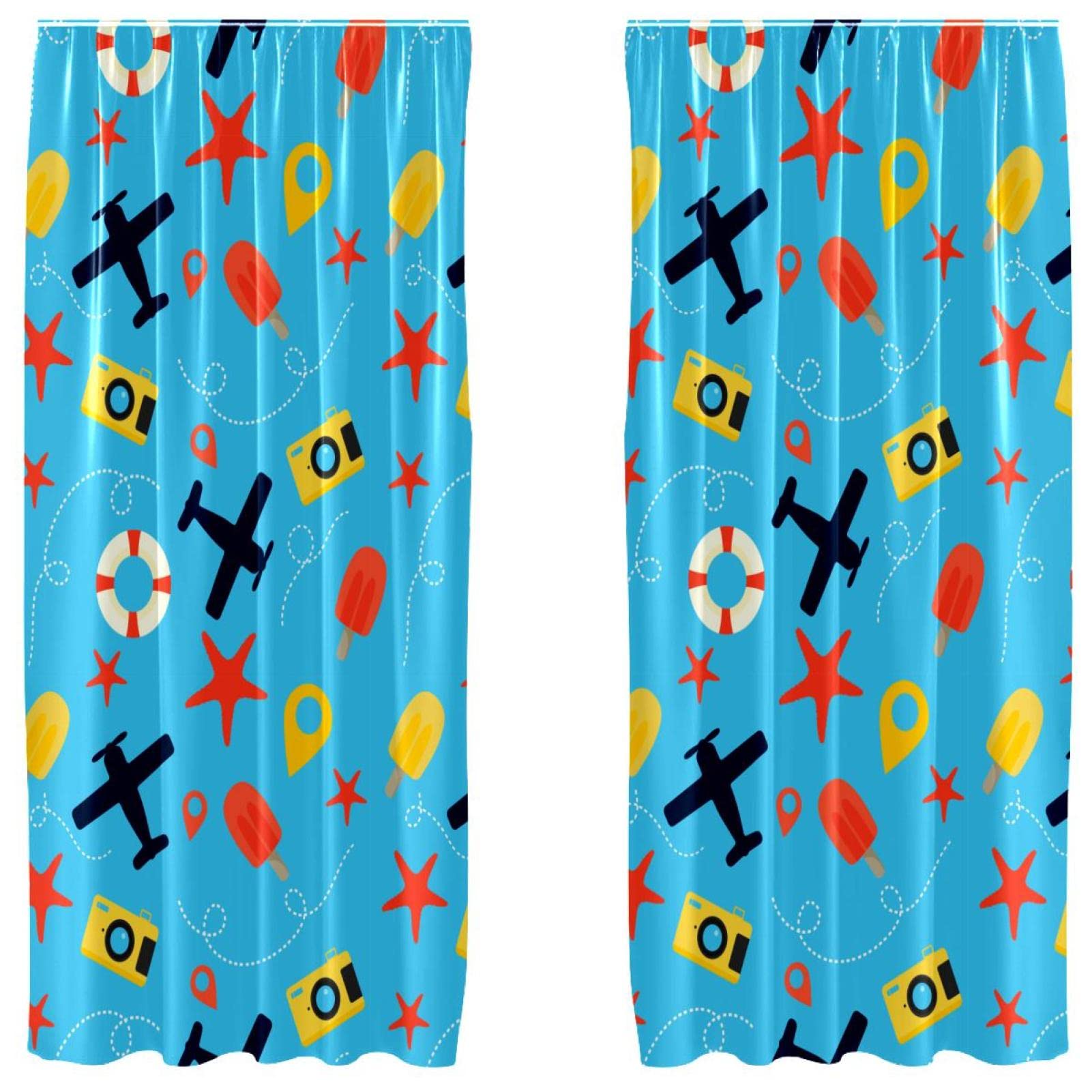 Rideaux occultants bleu avion 140x213 cm lot de 2 en microfibre