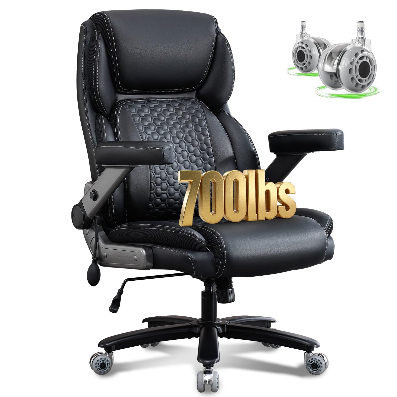 700lbs Big and Tall Office Chair for Heavy People with 5D Flip Armrests Heavy Duty Executive Chair with