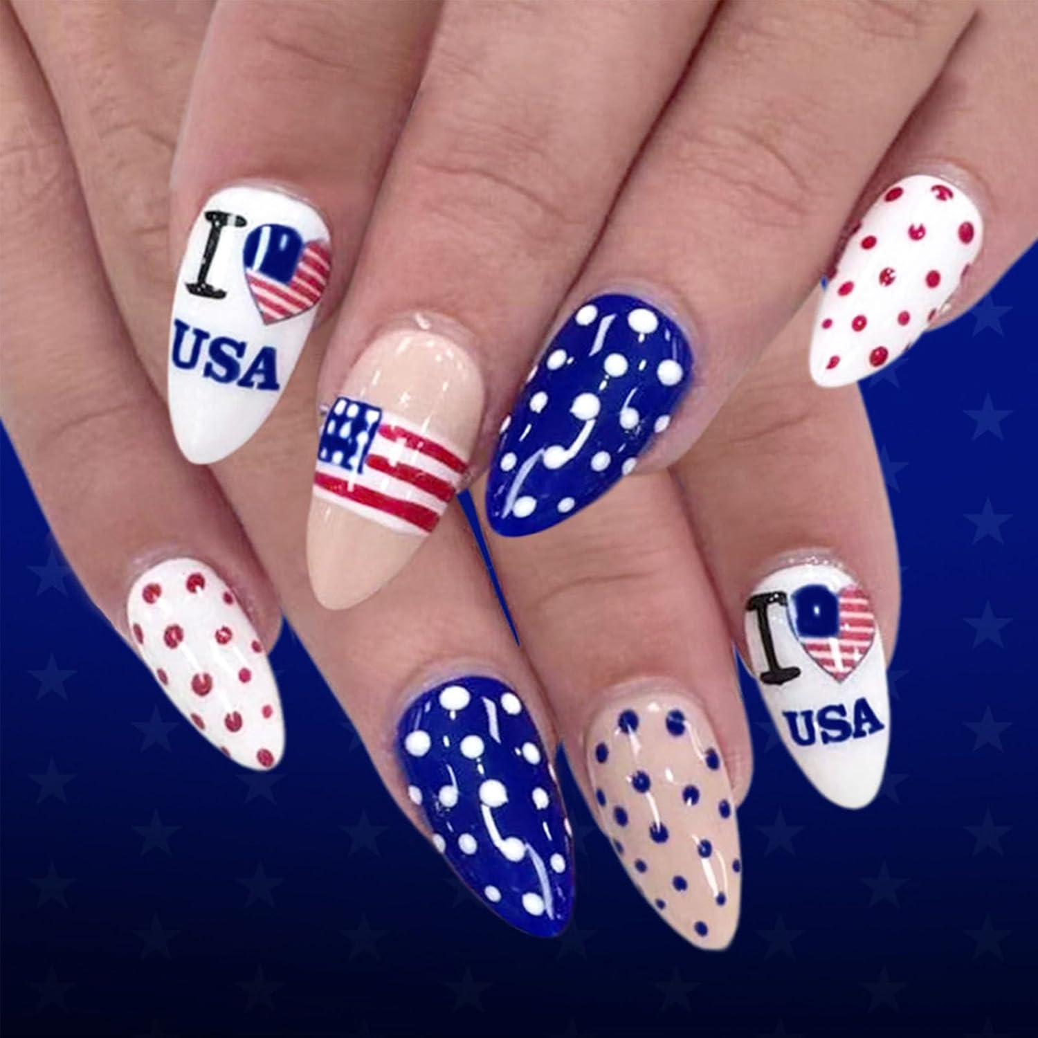 4th of July Press on Nails - Patriotic Acrylic Nails