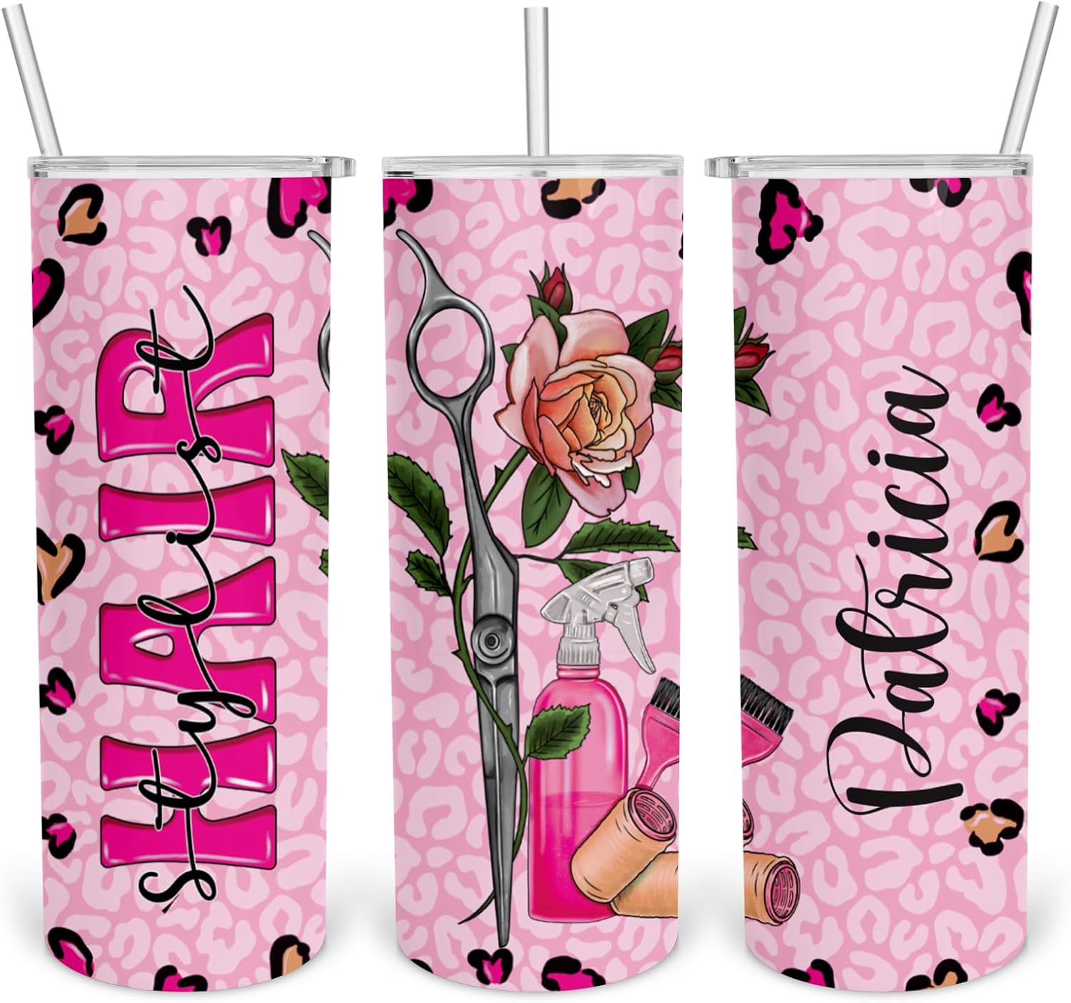 Hair Dresser 20oz Skinny Sublimation Tumbler, Full Color Cosmetologist Cup, SS Gift With Straw and Lid for Nail Salon, Vacuum Insulated Gift for Beauty Salon, for Her, Monat, Grad Student Tumbler