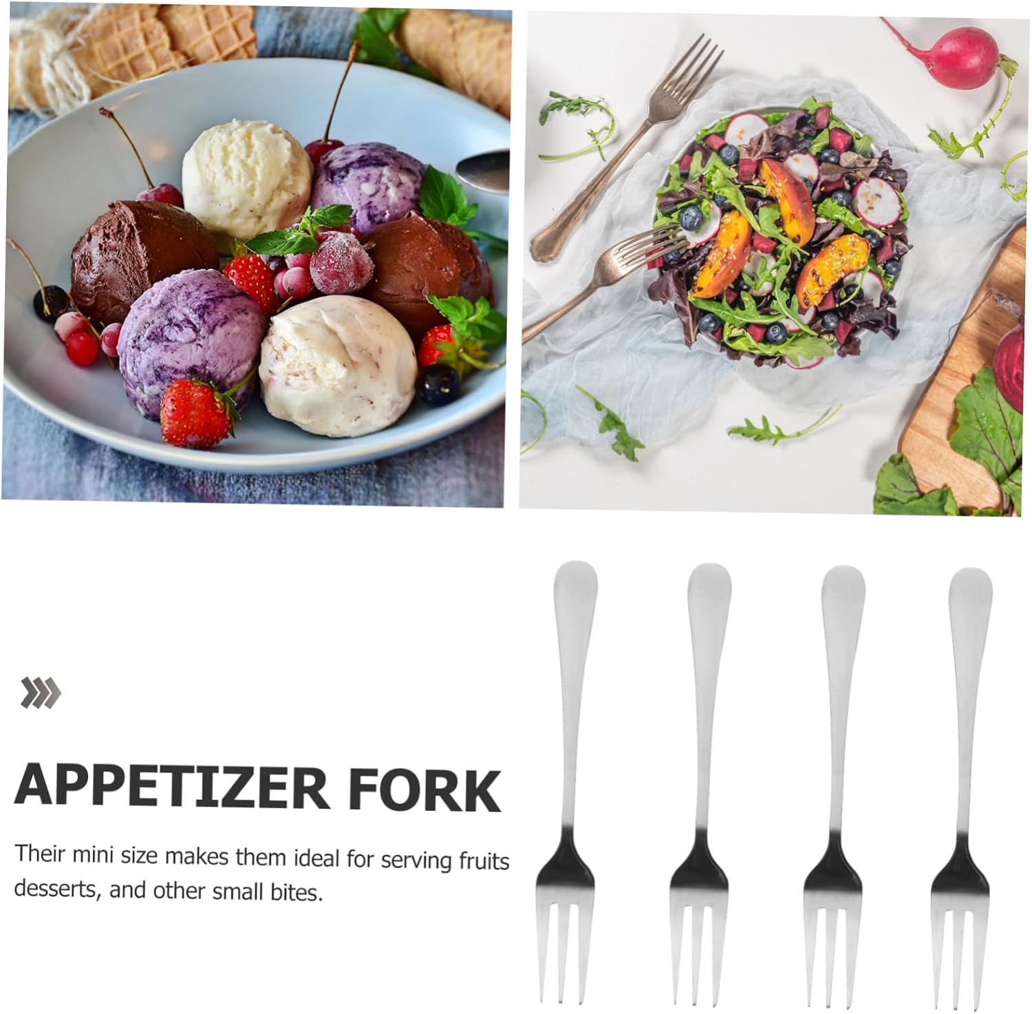 ABOOFAN 48pcs Stainless Steel Fruit Forks Appetizer Dessert Forks for Salad Snacks and Cakes Elegant Cutlery for Home Kitchen and Restaurant Use